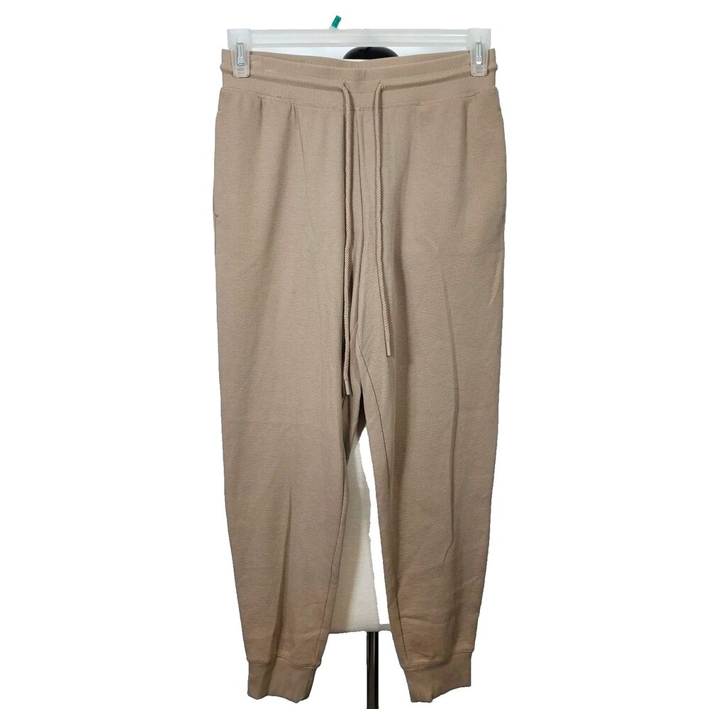 Max & Mia Waffle Knit Lounge Pants Joggers Size Small Beige Drawstring Waist